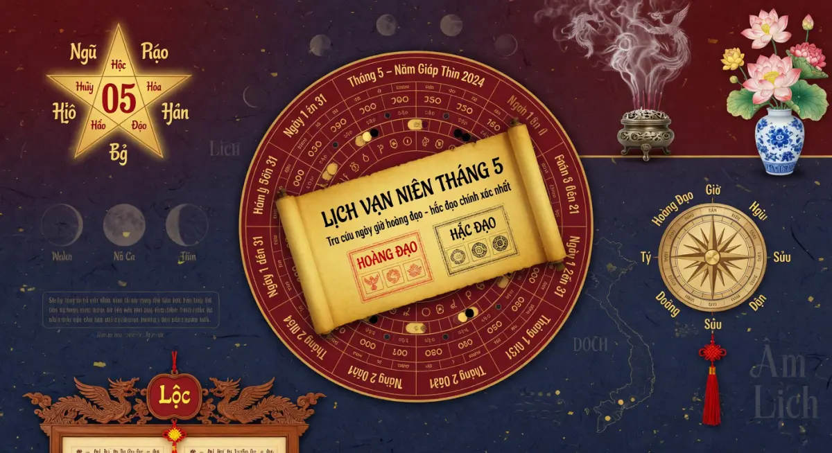 Lịch vạn niên tháng 5: Tra cứu ngày giờ hoàng đạo, hắc đạo chính xác nhất