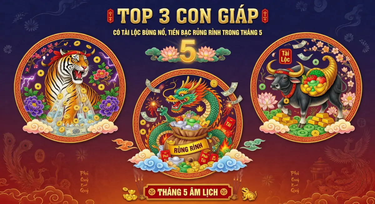 Top 3 con giáp có tài lộc bùng nổ, tiền bạc rủng rỉnh trong tháng 5