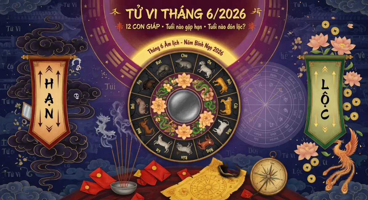 Tử vi tháng 6/2026 của 12 con giáp: Tuổi nào gặp hạn, tuổi nào đón lộc?