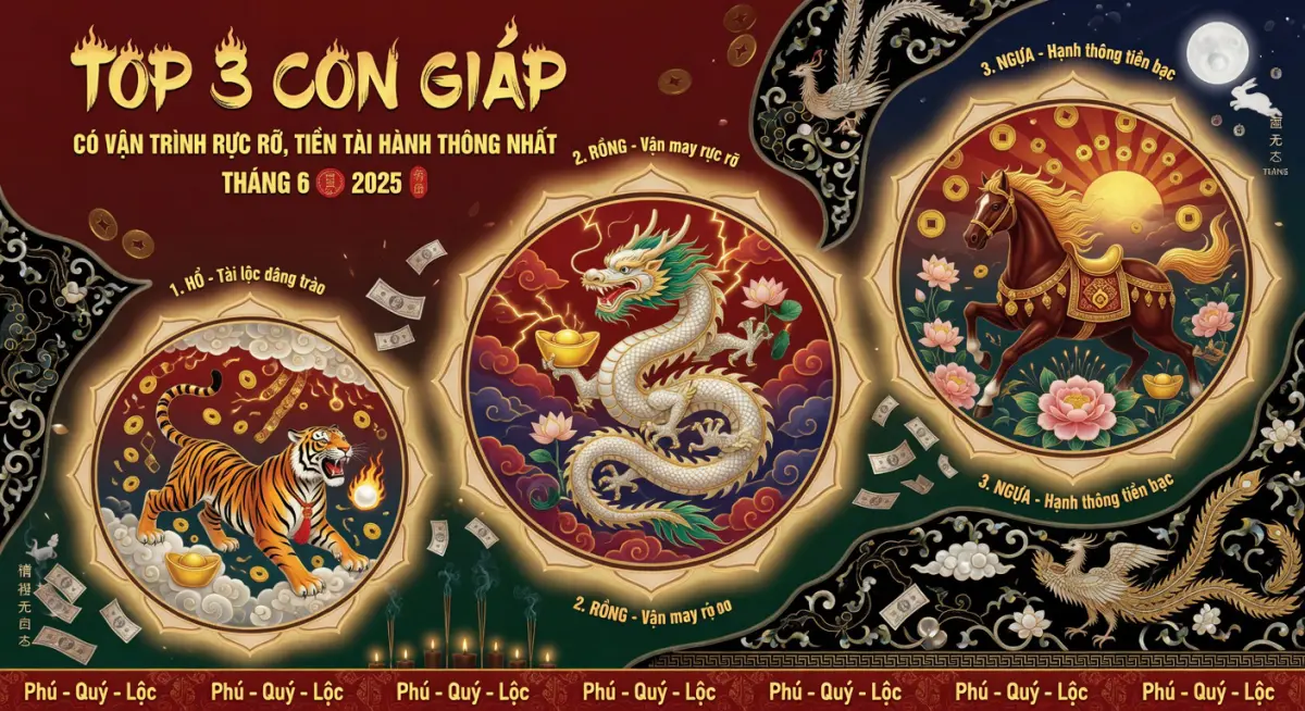 Top 3 con giáp có vận trình rực rỡ, tiền tài hanh thông nhất tháng 6