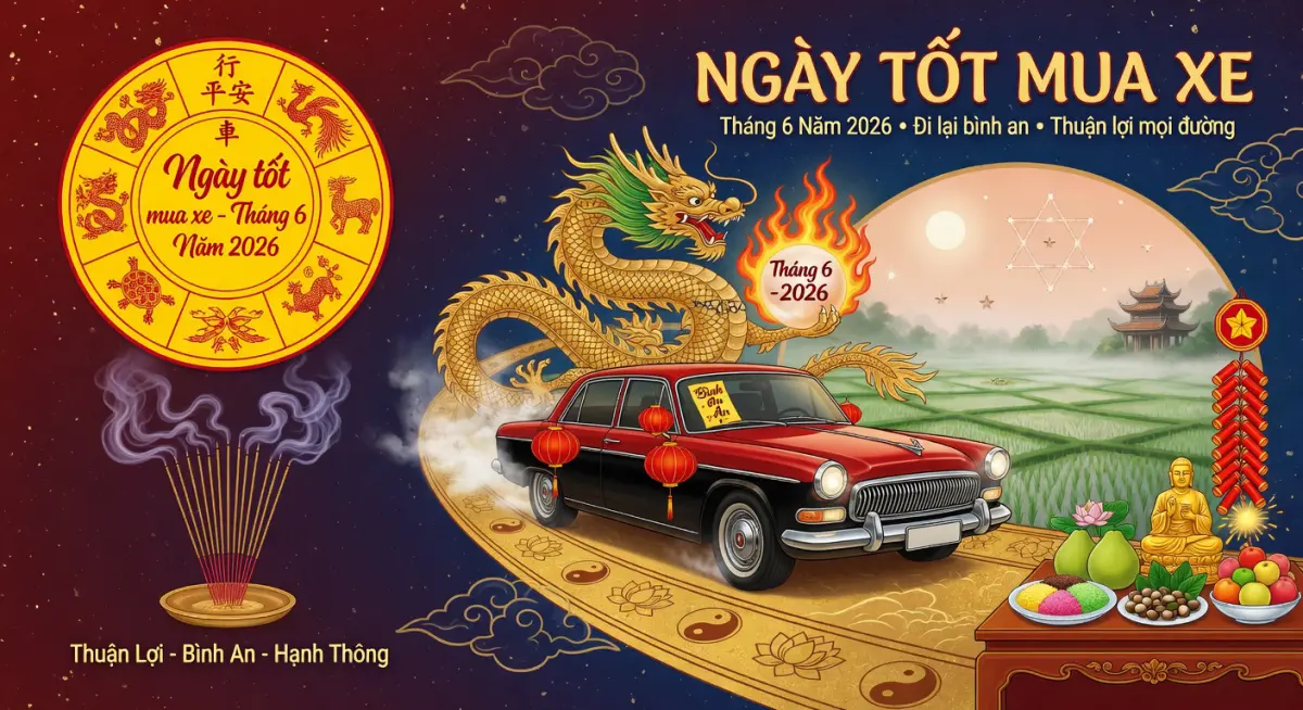 Ngày tốt mua xe tháng 6 năm 2026 giúp gia chủ đi lại bình an, thuận lợi