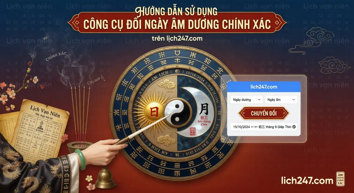 Hướng dẫn sử dụng công cụ đổi ngày âm dương chính xác trên lich247.com